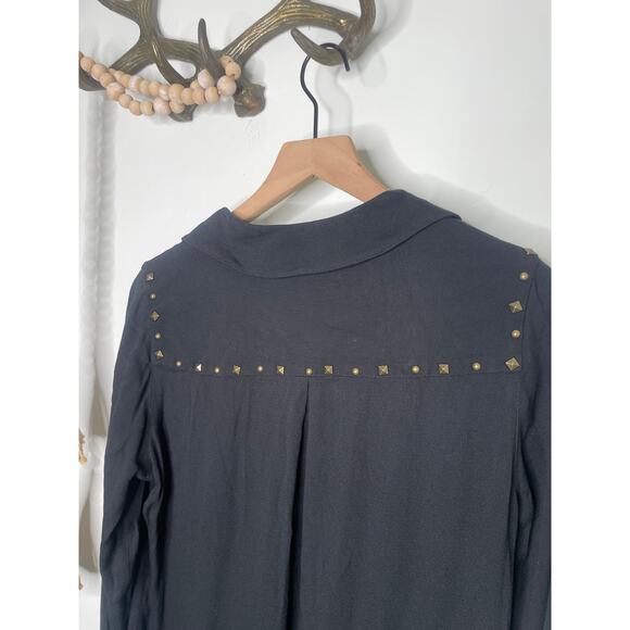 NWT Scotch & Soda Black Tie Front Long Sleeve Dress Small Witchy Goth Emo - Picture 7 of 8